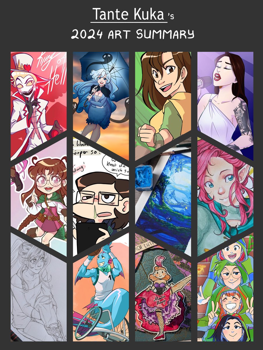 Ich habe 2024 nicht ganz so viel gezeichnet, aber ich bin trotzdem stolz auf jedes Werk. Ich zeichne, weil es mir Spaß macht und weil ich es liebe, andere mit meinen Bildern zum Lächeln zu bringen, egal wie viele Bilder es auch sind. Das wird 2025 so weiter gehen!