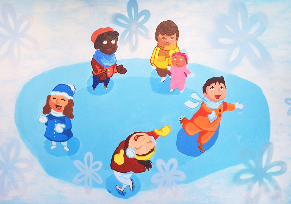 One of our magical murals by @hsanyc #HarlemSchoolOfTheArts 🎨 ❄️ ⛸️ Experience the timeless joy of ice skating at #WollmanRinkNYC this season!