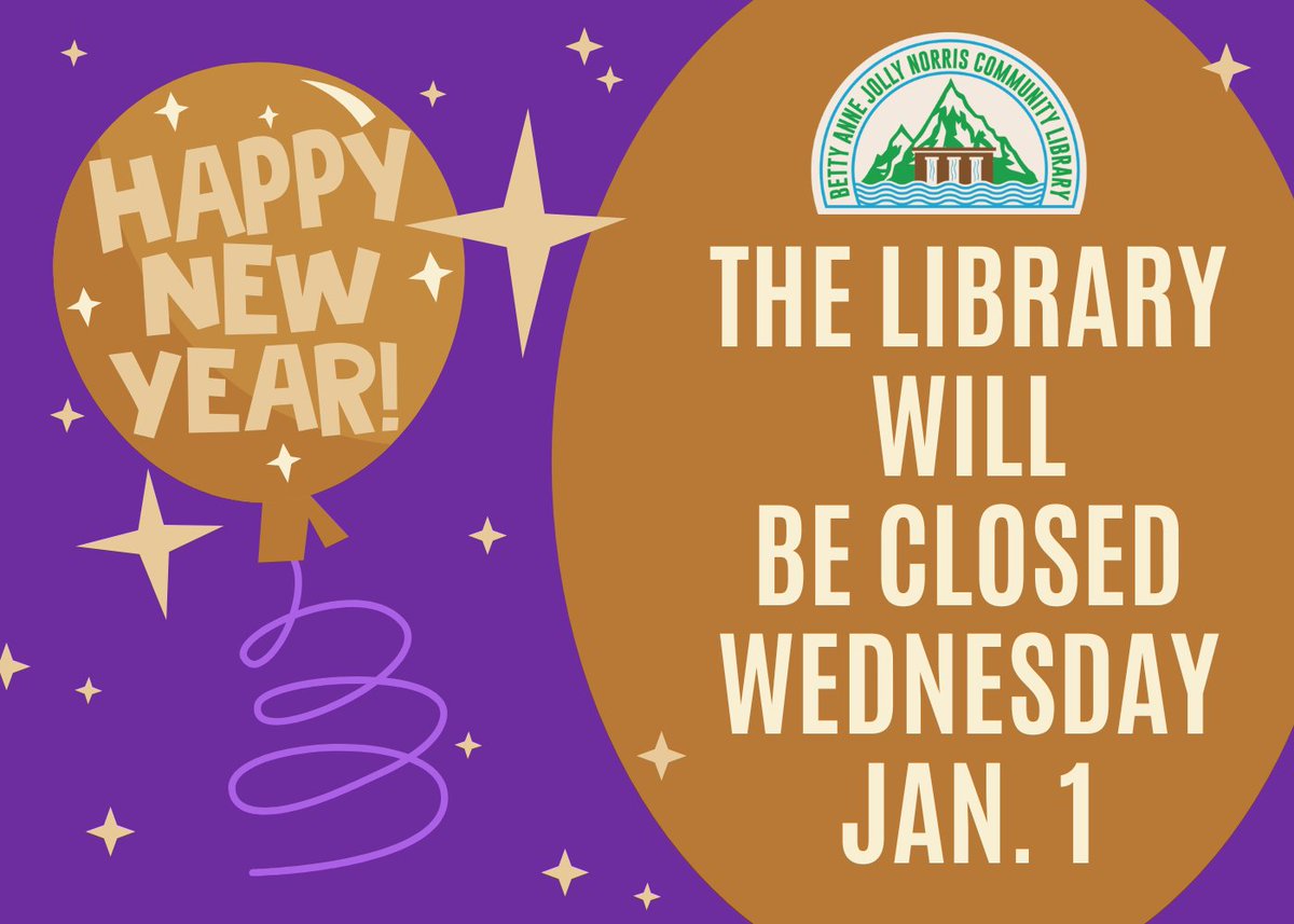 Norris_Library's tweet image. Happy New Year! The Norris Library is closed New Years Day (1/1) and will reopen on Thursday the 2nd. No fines will be incurred and nothing is due on the 1st, but our book drops will be available if you&apos;d like to return something while we are closed!