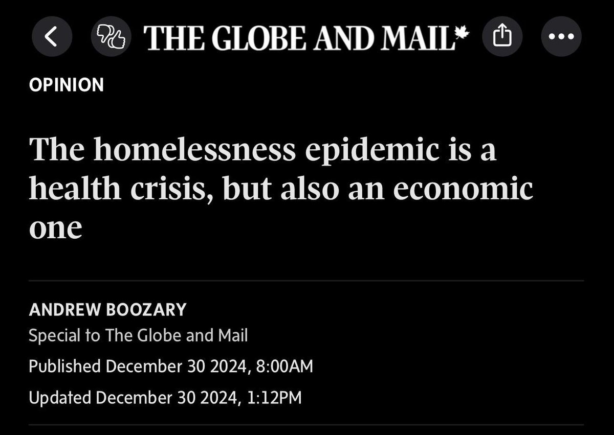 Dr. Boozary highlights the silver-bullet - "Housing First". House all the homeless. It is the right thing. More effective than us MDs. It saves taxpayer money. I'm an ER doc - all I do is say there are no shelter beds. If brutal cold, sure a chair until morning. <a href="/drandrewb/">Andrew Boozary MD</a>