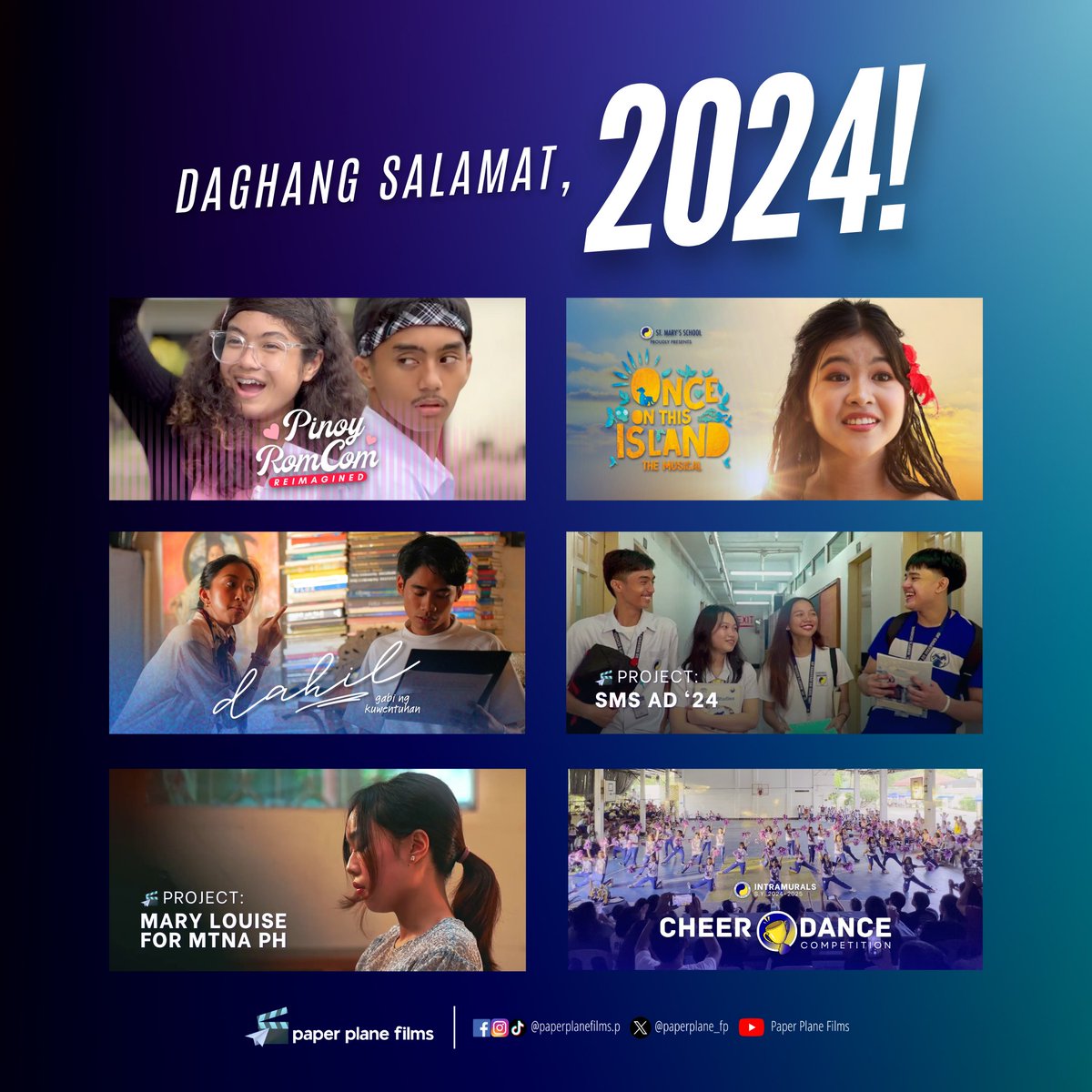paperplane_fp's tweet photo. 𝗔𝘆𝘀𝗮, 𝗵𝘂𝗺𝗮𝗻𝗮 𝗮𝗻𝗴 𝟮𝟬𝟮𝟰? 𝗗𝗮𝗺𝗻! 🤯

Daghang salamat to all our partners, sponsors, collaborators, and fans. Kung wala mo, walay Paper Plane Films (eme). 🥳🤘🏼

Walay biyaay. Kita-kits this 2025! 💙
#NewYear #PaperPlaneFilms #CagayandeOroCity #ShortFilm #Indie https://t.co/0i8a6JTCoP