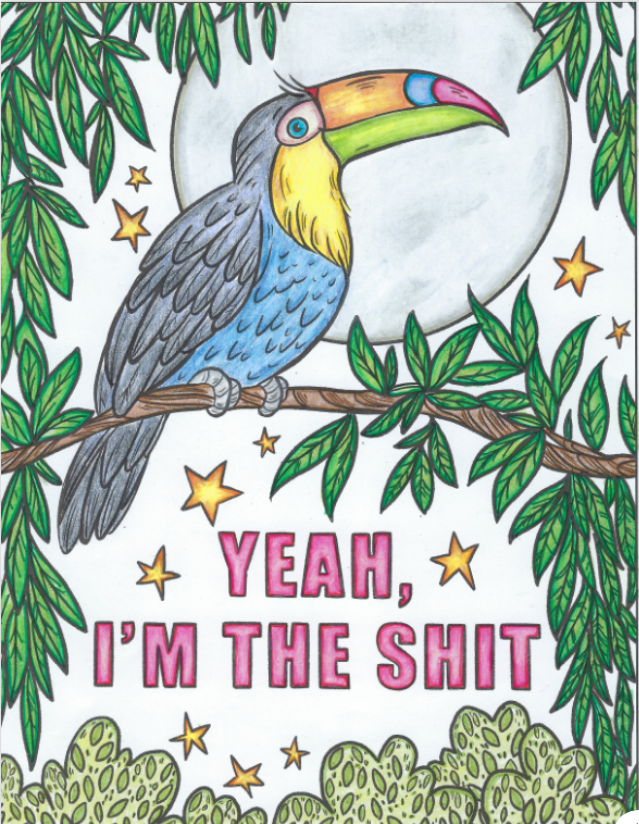 PatriotVoice24's tweet photo. I got this AMAZING coloring book for Christmas ("FUCK OFF, I'M ADORABLE").  SUCH a GREAT stress reliever!

Here is my first masterpiece! 

@blondebroker1 this one is for YOU!  You ABSOLUTELY rock on Discord with your calls!

#fuckoffimcoloring
@CiderMillPress https://t.co/b8pmzjhkAY