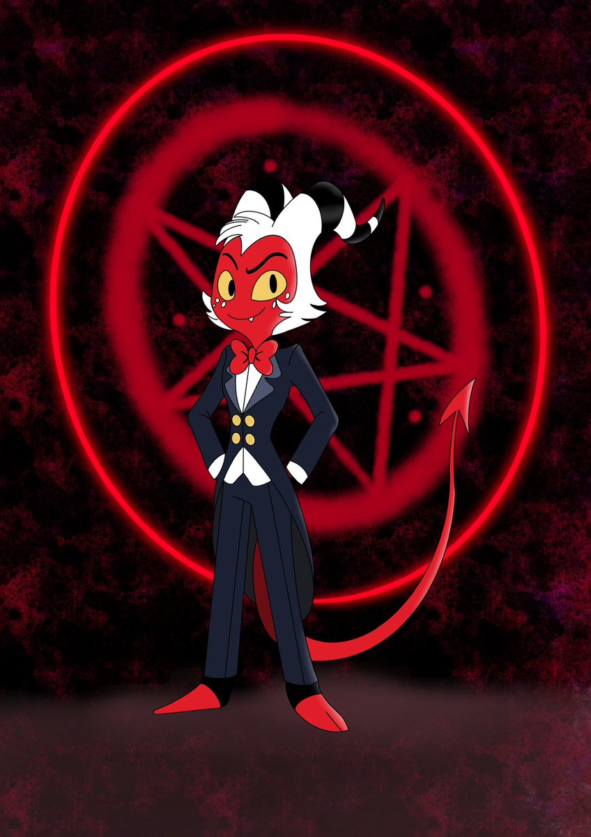 PMizzle's tweet image. We loved Hasbin Hotel and went back to watch Helluva Boss as we’d missed it. Since New Year is approaching I've drawn a couple of characters in their formal wear. Moxxie is up first.

I'll post his beloved wife Millie soon.
#procreate #digitalart #helluvaboss #hasbinhotel