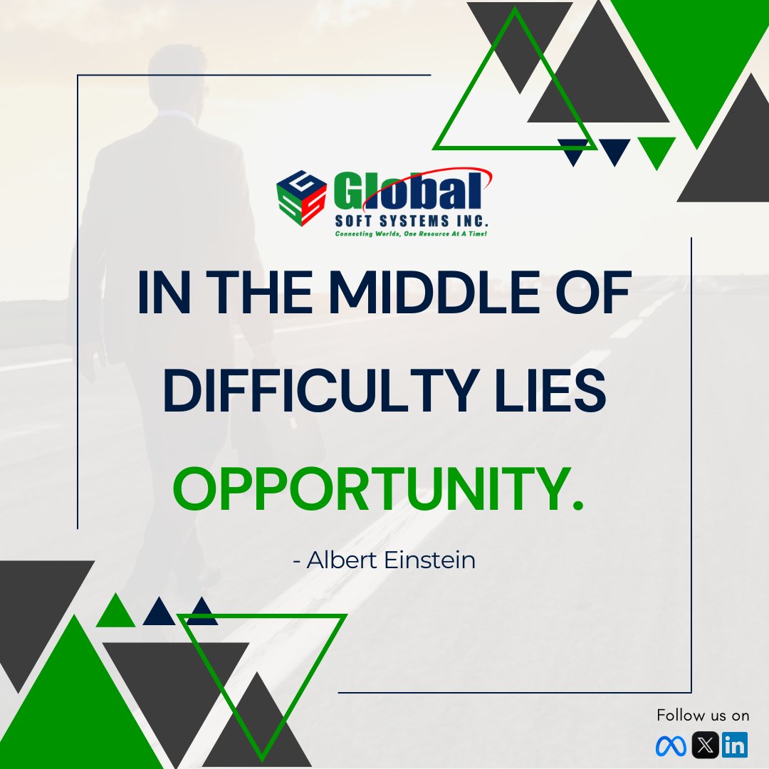 gssglobalsoft's tweet image. ✨ &quot;In the middle of difficulty lies opportunity.&quot; - Albert Einstein  

Challenges are not roadblocks—they&apos;re stepping stones. 🌟 Look deeper, stay resilient, and turn obstacles into opportunities for growth and success! 💡  

#StayStrong #MondayMotivation #GrowthMindset