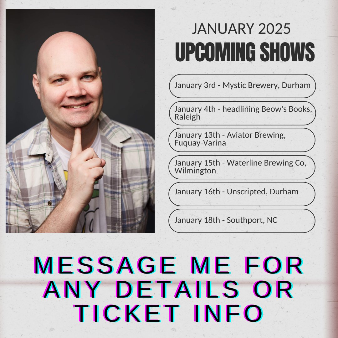 Got some fun shows coming up in January if you're in NC.