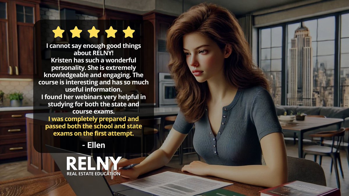 RELNYSchool's tweet photo. Take your New York real estate licensing course online with Kristen Bacorn in 5 languages. You can also take your final exam at home in 5 languages. Visit https://t.co/DyeR8PEazB to get started!
#realestatelicense #realestateschool #nyrealestate #nycrealestate https://t.co/Z40s5Avovg