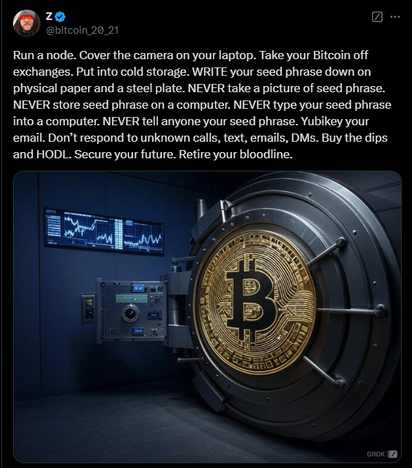 Zeneca's tweet photo. self custodying bitcoin is so easy, how come we haven't onboarded the world yet? https://t.co/yfQOlEheRJ