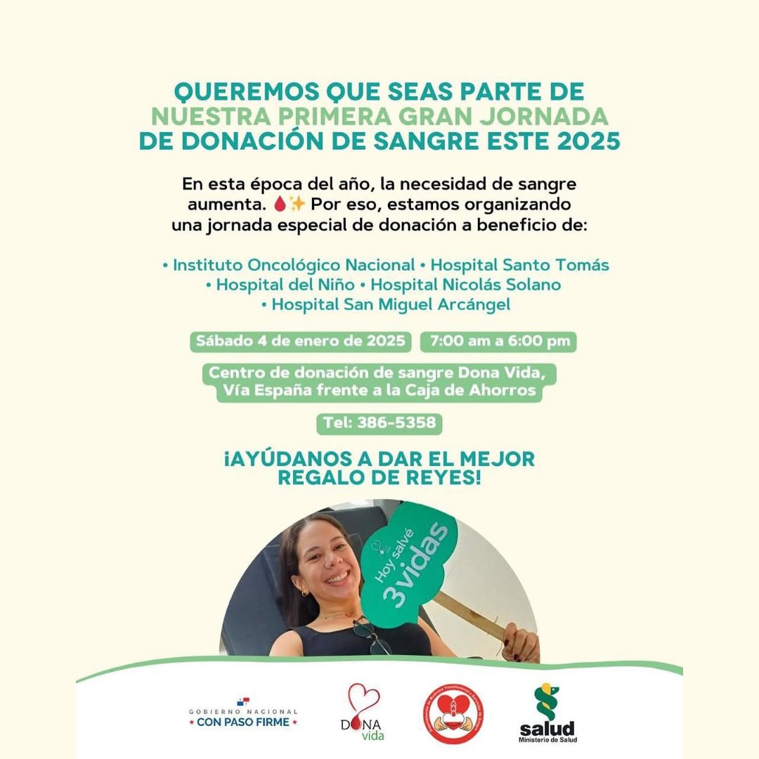 ¡Haz de este inicio de año un acto de solidaridad! 

 ¡Tu donación salva vidas!🩸

#MinsaPanamá