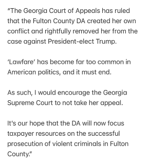 stevesadow's tweet photo. GA Attorney General Carr's statement - DA WILLIS MUST END THE PROSECUTION OF PRESIDENT TRUMP https://t.co/RY8CS0Gs59