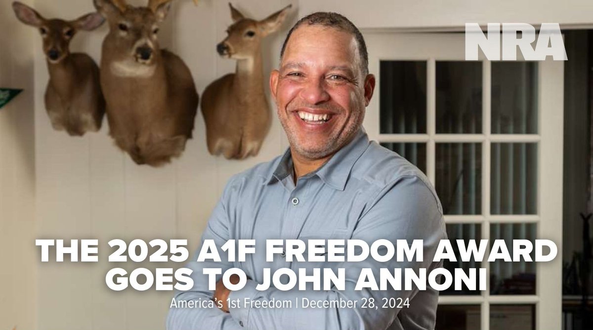 NRA's tweet photo. John Annoni is the recipient of the 2025 A1F Freedom Award!

John is a retired elementary school teacher from Allentown, PA, who founded Camp Compass Academy, an afterschool program to introduce students to various outdoor activities while teaching individual responsibility, accountability, and a willingness to put off instant gratification in the pursuit of substantive goals.

➡️ https://t.co/Fh5ZSeILgV