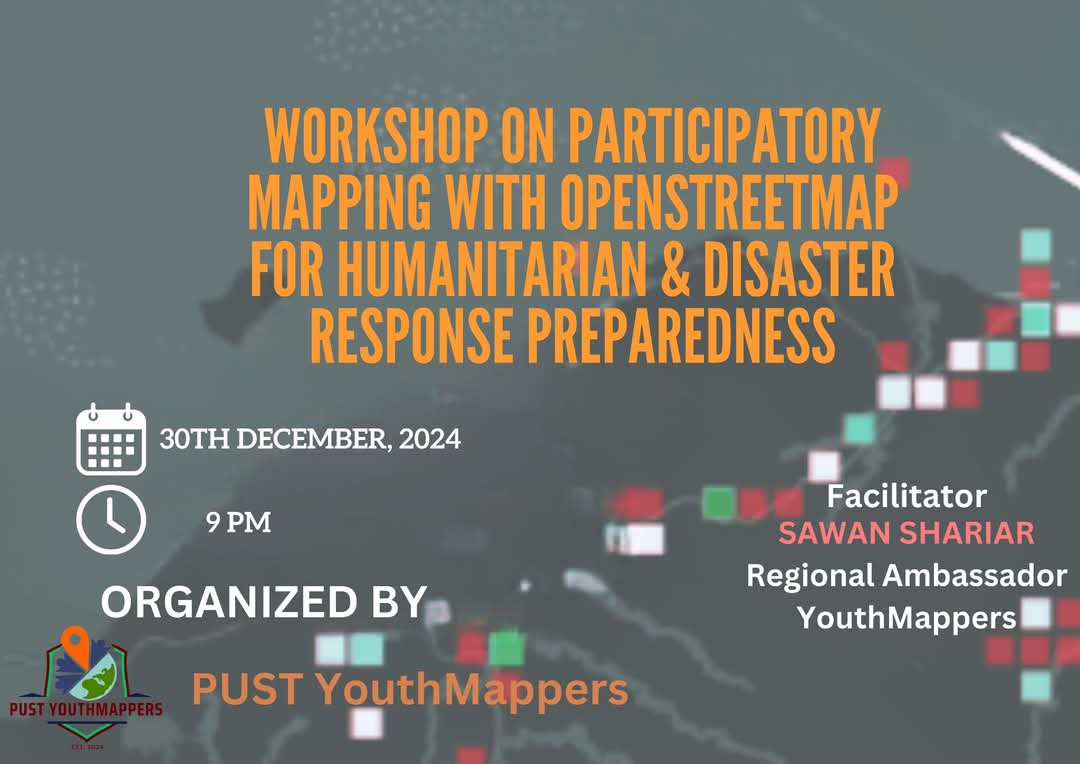 I am excited to share the conclusion of an incredible year with a Participatory Mapping Workshop with OpenStreetMap for the PUST <a href="/youthmappers/">YouthMappers</a> 

Thank you to everyone who made this event a success. We look forward to more impactful initiatives in the coming year!