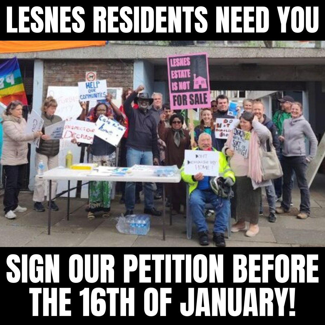 In two weeks, we will present our petition to Sadiq Khan, Mayor of London, to stop the demolition of the Lesnes Estate.  

⏰Time is running out - we need as many signatures as possible before then - please sign below and share!  
chng.it/2V5xwqdyTJ