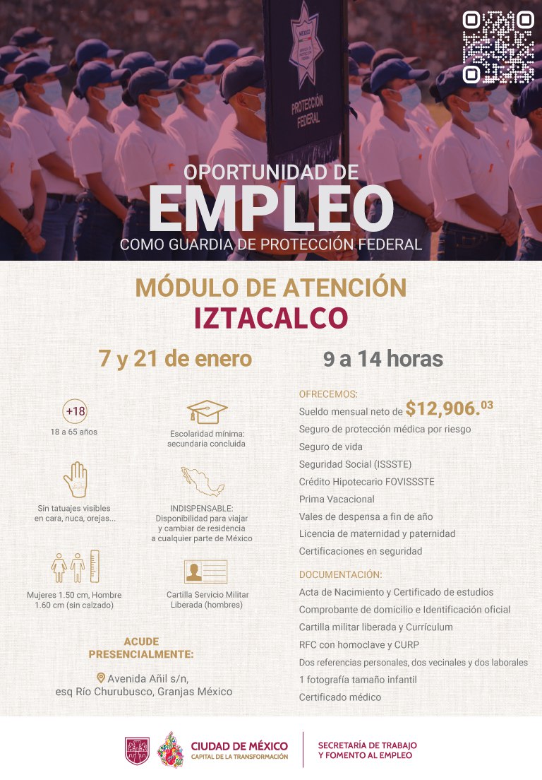 TrabajoCDMX's tweet photo. ¿Quieres iniciar con trabajo este 2025?
El @spf_sspc realizará reclutamiento para guardias federales.👮🏽‍♀️👮🏽‍♂️
✅Verifica los requisitos y documentación que debes presentar en Av. Añil s/n, esq. Río Churubusco.
📆7 y 21 de enero
🕚9:00 a 14:00
#UtopíaLaboral #CapitalDeLaTransformación https://t.co/zlLnBVom8Y