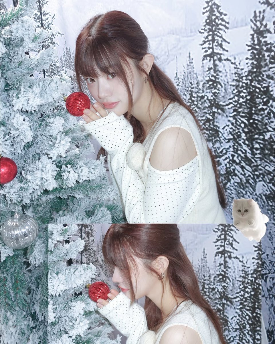 minsju's tweet image. a winter fairy twinkles with the sweetest sparkle, soft like little snowflakes, taada, i’m here to bring warmth to this magical season! everything’s snuggled under a blanket of snow, so pretty it makes my heart go doki-doki! ❄️