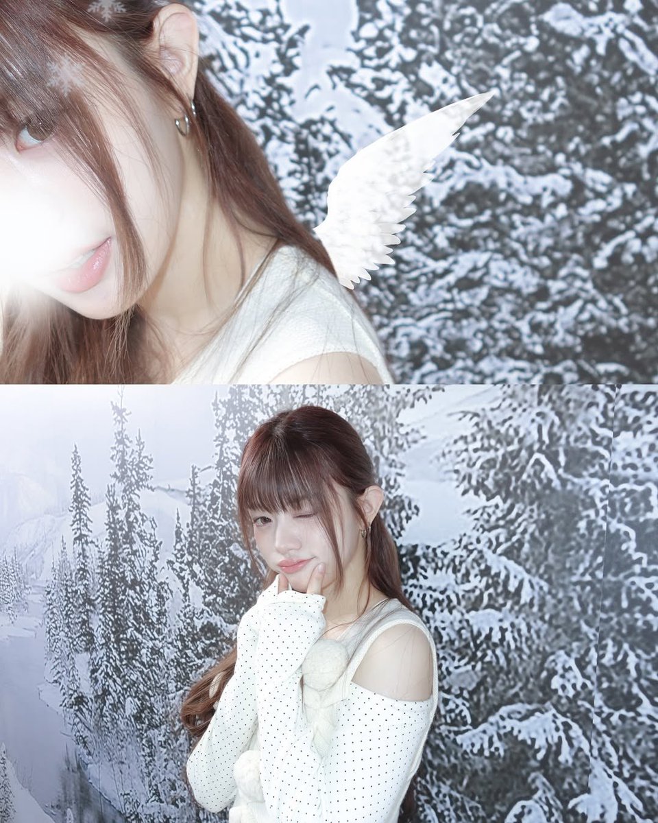 minsju's tweet image. a winter fairy twinkles with the sweetest sparkle, soft like little snowflakes, taada, i’m here to bring warmth to this magical season! everything’s snuggled under a blanket of snow, so pretty it makes my heart go doki-doki! ❄️