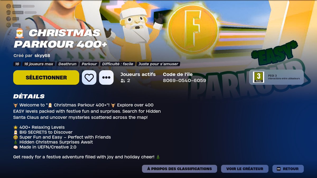 Arox (@aroxftn) on Twitter photo 🎅New map fortnite "CHRISMAS PARKOUR 400+" by me and <a href="/Sksk_br/">Skkylanders</a> !
RT ♻️FAV !
8069-0540-6059 👈 🎅New map fortnite "CHRISMAS PARKOUR 400+" by me and <a href="/Sksk_br/">Skkylanders</a> !
RT ♻️FAV !
8069-0540-6059 👈