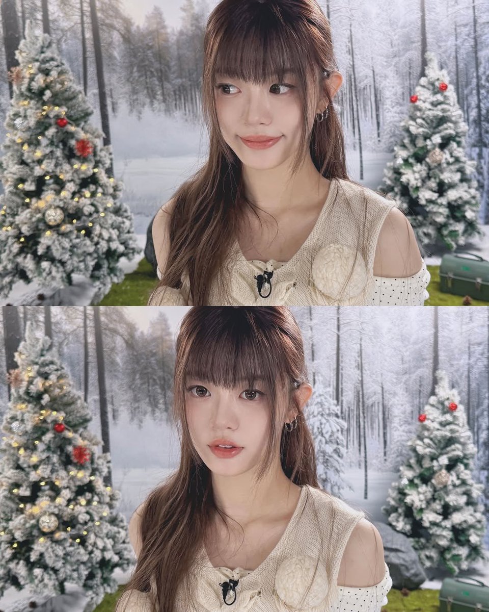 minsju's tweet image. it’s the winter everyone adores, frosty little kisses brushing every inch of my skin. who’s waiting for santa? before santa arrives, let sweet minju be your adorable christmas present. cute, precious, and oh-so-lovely! 🎅🎁