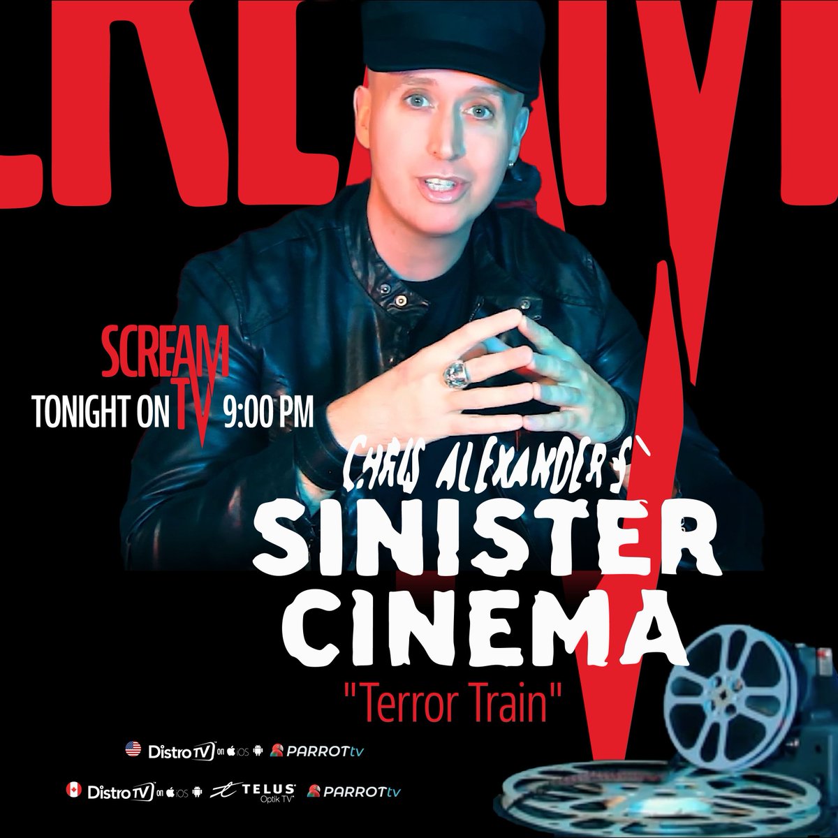 wearescreamtv's tweet photo. ๐๐ Tonight at 9 PM EST!
Itโs time for Sinister Cinema with Chris Alexander S1E4 featuring Terror Train! ๐โจ Join Chris as he dives into this classic slasher, where a New Yearโs Eve party on a train turns into a deadly game of survival. ๐ฑ
Only on Scream TV! ๐บ
#ScreamTV https://t.co/RGrH2VUVnp