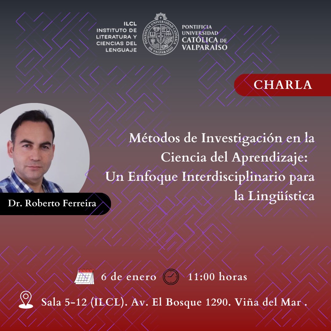 DocLingPUCV's tweet image. ‼️ Los e s p e r a m os  este 6 de enero. TODOS INVITADOS. 

🔺En la presentación se analizarán los métodos de investigación más relevantes utilizados en el campo de la Ciencia del Aprendizaje, con un enfoque especial en su aplicación al estudio del lenguaje.

ℹ️ Revisa la info👇
