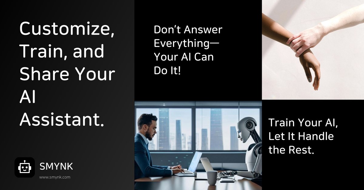 smynkai's tweet image. Build your AI assistant in minutes. Train it with your data and let it handle queries, tasks, and appointments globally.
smynk.com
#AI #TechInnovation #gemini #startup #Coding