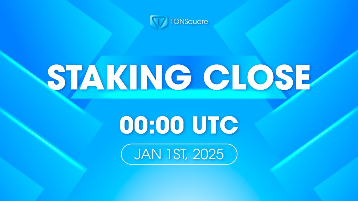 📢 $TOS Staking closes at 00:00 UTC, January 1, 2025.

⏳ Last chance to boost your $TOS rewards and prepare for TONSquare’s next transformative phase.

👉 Stake now: app.tonsquare.io/stake