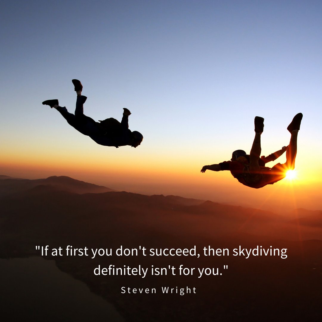 BGKdad3's tweet photo. “If at first you don’t succeed, then skydiving definitely isn’t for you.” – Steven Wright

Not a try, try again situation.

#funny #joke #meme #funnymeme #hilarious #instagood https://t.co/exm5kjaIUi