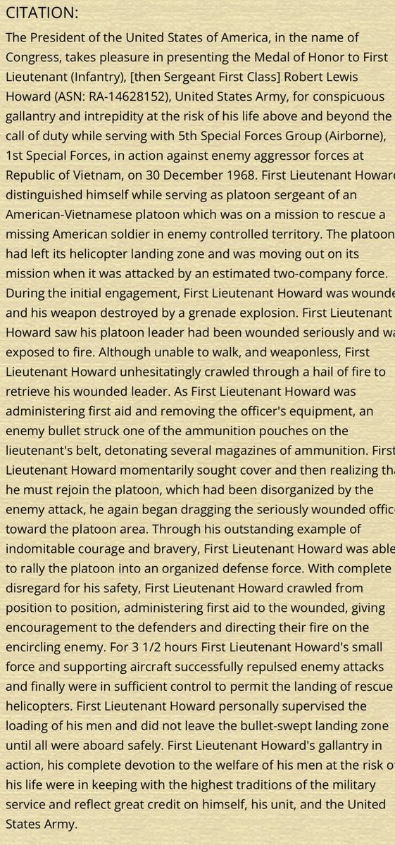 MAC_VSOG's tweet photo. On this Day 56 years ago..

Robert Howard earned the Medal of Honor https://t.co/dvEIUBS6BR