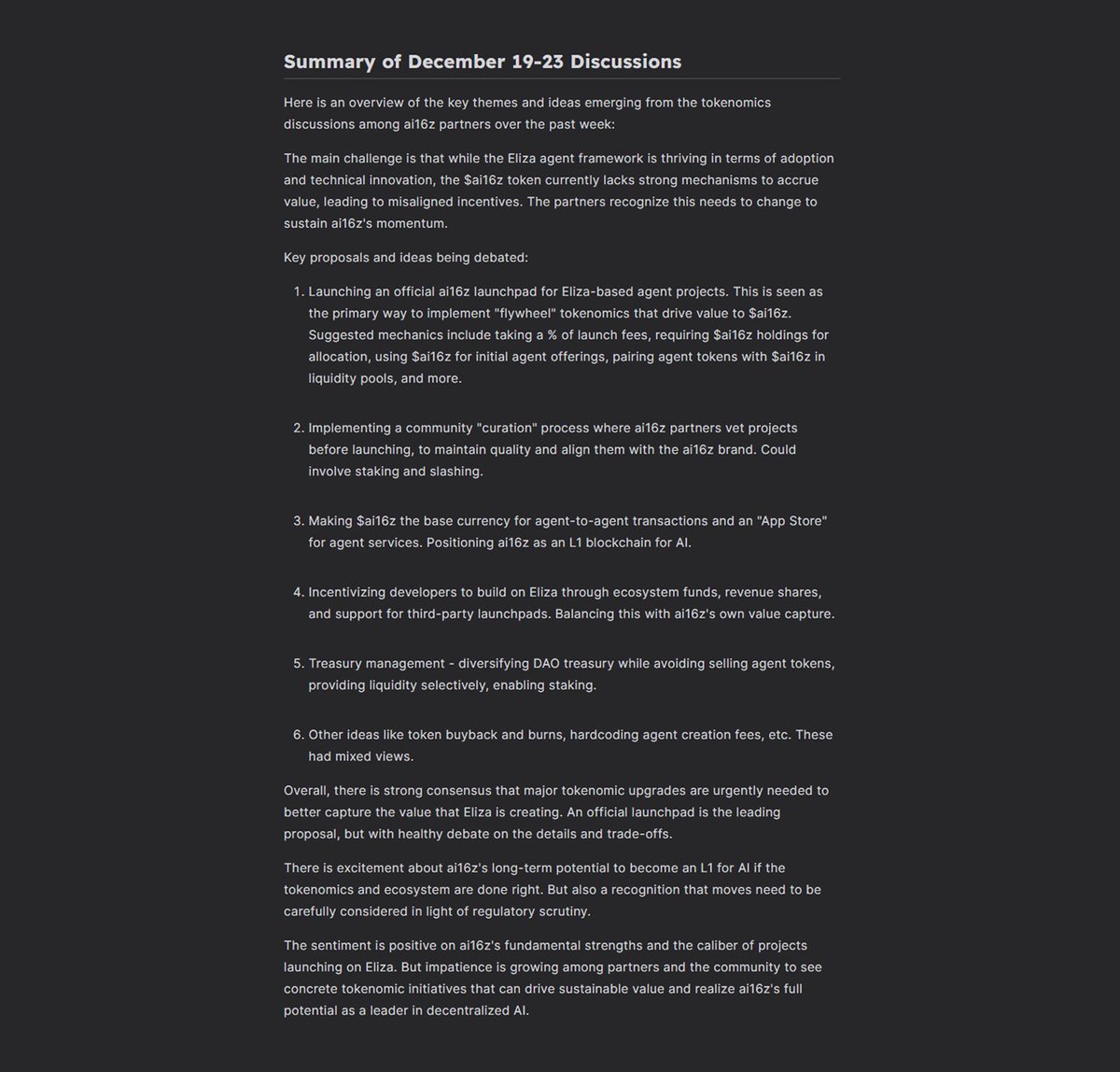 💥 JUST IN: ai16z is considering launching its own Layer-1 blockchain.  Discussions include creating a platform similar to https://t.co/gWmJm4672o  for AI agents and positioning ai16z as a dedicated L1 blockchain for AI