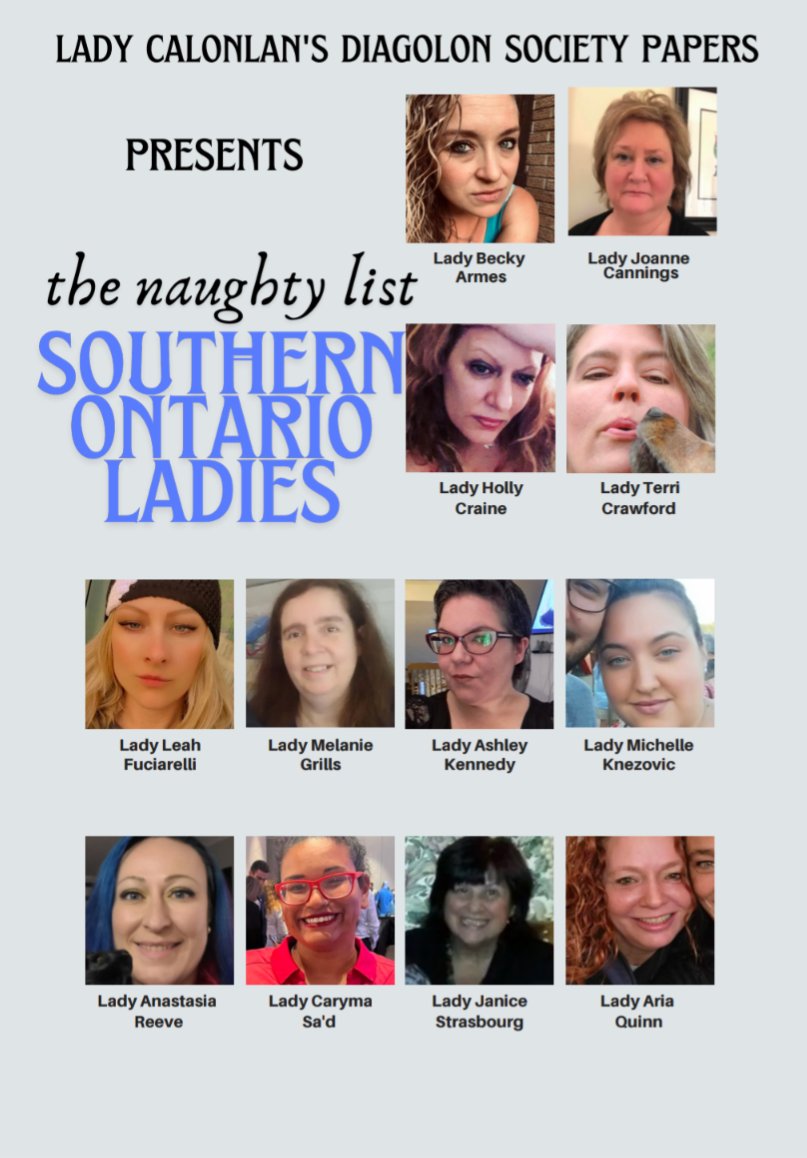 Dearest Gentle Readers,

The Southern Ontario ladies of Diagolon.

Omissions were made due to departures from the empire and some members not meeting the criteria for publication.