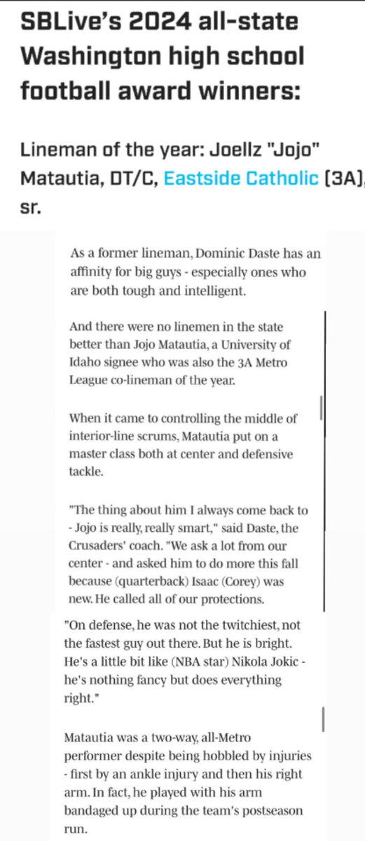 Joellz (Jojo) Matautia ‘25 (@jojomatautia) on Twitter photo Extremely blessed to be named <a href="/SBLiveWA/">Washington High School On SI</a> All-State Lineman of The Year! <a href="/TFordFSP/">Tracy Ford</a> @BlakeBentz <a href="/Murdock_02/">Frank Murdock</a> <a href="/BrandonHuffman/">Brandon Huffman</a> <a href="/JordanJ_/">Jordan Johnson</a> <a href="/CoachUso/">Uso Olivé</a> <a href="/UsOLIANxIata/">Saga Iata</a> <a href="/ManyHatsMilles/">Todd Milles</a> <a href="/AndrewNemec/">Andrew Nemec</a> Extremely blessed to be named <a href="/SBLiveWA/">Washington High School On SI</a> All-State Lineman of The Year! <a href="/TFordFSP/">Tracy Ford</a> @BlakeBentz <a href="/Murdock_02/">Frank Murdock</a> <a href="/BrandonHuffman/">Brandon Huffman</a> <a href="/JordanJ_/">Jordan Johnson</a> <a href="/CoachUso/">Uso Olivé</a> <a href="/UsOLIANxIata/">Saga Iata</a> <a href="/ManyHatsMilles/">Todd Milles</a> <a href="/AndrewNemec/">Andrew Nemec</a>