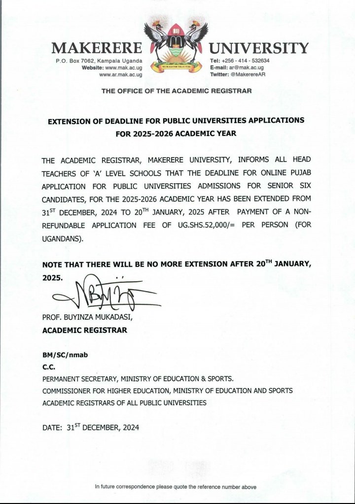 Triskelion Education and Skills Initiative (TESI) (@triskelionedu2) on Twitter photo Following an article written by our ED, which was published on December 28, 2024 on <a href="/DailyMonitor/">Daily Monitor</a>, we are delighted that an extension of deadline for online PUJAB form has been granted. Following an article written by our ED, which was published on December 28, 2024 on <a href="/DailyMonitor/">Daily Monitor</a>, we are delighted that an extension of deadline for online PUJAB form has been granted.