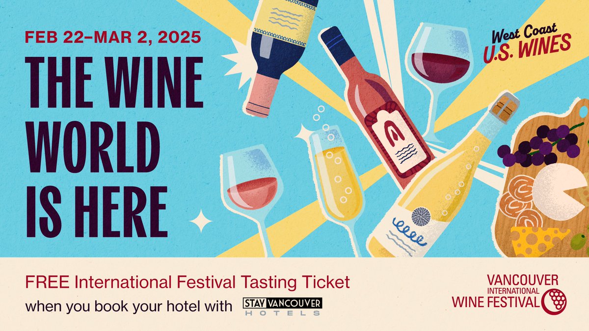 VanWineFest's tweet photo. Plan your winter trip to Vancouver with a little help from https://t.co/RBNMC9UbTK. Book a night between February 22 and March 2 to receive a ticket to our International Festival Tasting. Or stay for the weekend, when you book two nights get a pair of tickets! Check out participating hotels and book now: https://t.co/VvjUhRefwb
