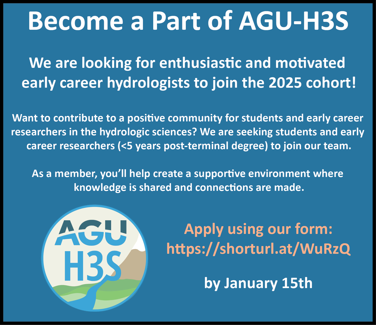 Join the AGU-H3S team! Applications due January 15th!
