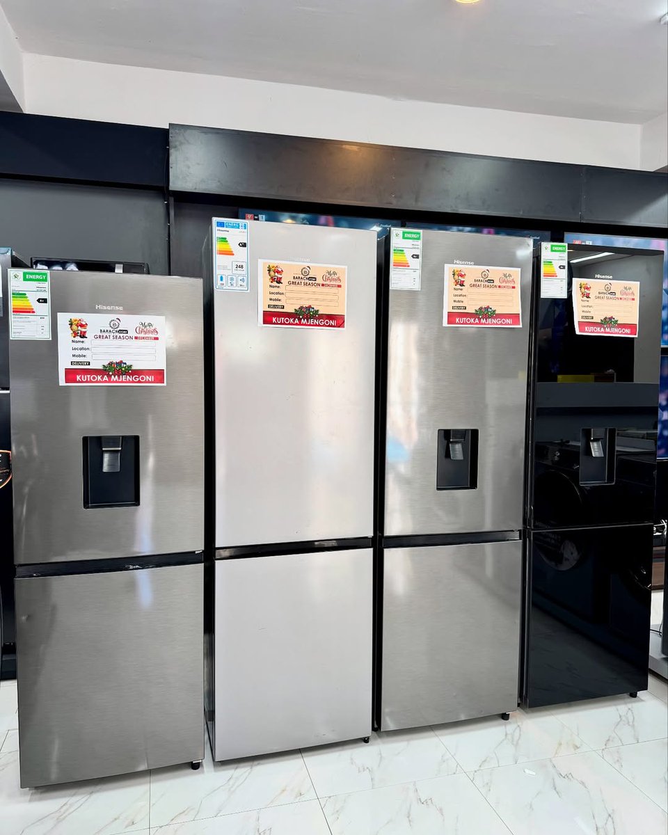 BarackStore_'s tweet image. Refrigerator Hisense OFFER 40%🎄🤶

🔺H370BMIB-WD
🔺Capacity: 263 LT
🔺Water dispenser 
🔺Kioo-Black
✅Tsh 1,198,000
———————————
H370BIT-WD
🔹Capacity: 263 LT
🔹water dispenser 
🔹Silver 
✅Tsh 980,000
————————————
▫️H350BTS
▫️Haina water dispenser 
▫️Capacity: 264 LT
▫️Silver…