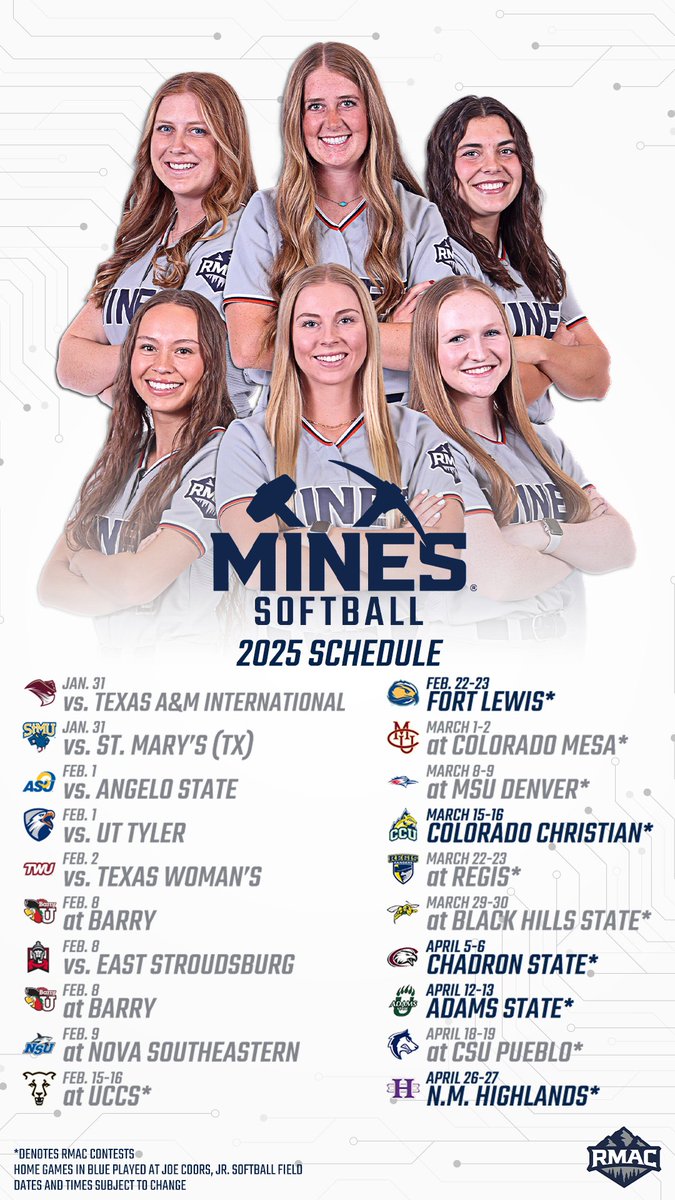 📅 𝙈𝘼𝙍𝙆 𝙔𝙊𝙐𝙍 𝘾𝘼𝙇𝙀𝙉𝘿𝘼𝙍𝙎 📅

Opening Day is just over a month away so be sure to check our 2025 schedule which includes 20 games at the new-look Joe Coors, Jr. Softball Field! minesathletics.com/sports/softbal…

#HelluvaEngineer