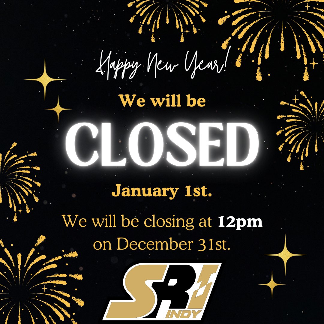 SRI Indy will be closed on January 1st and will be closing early at 12pm on December 31st to celebrate the holiday. We look forward to helping our customers in 2025! 🎉 Wishing you all a safe and joyful New Year! ✨

#HolidayHours #SeeYouIn2025 #HappyNewYear