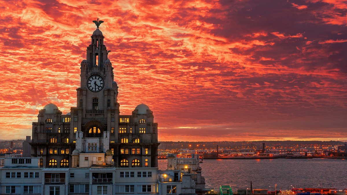 Liverpool at dusk.