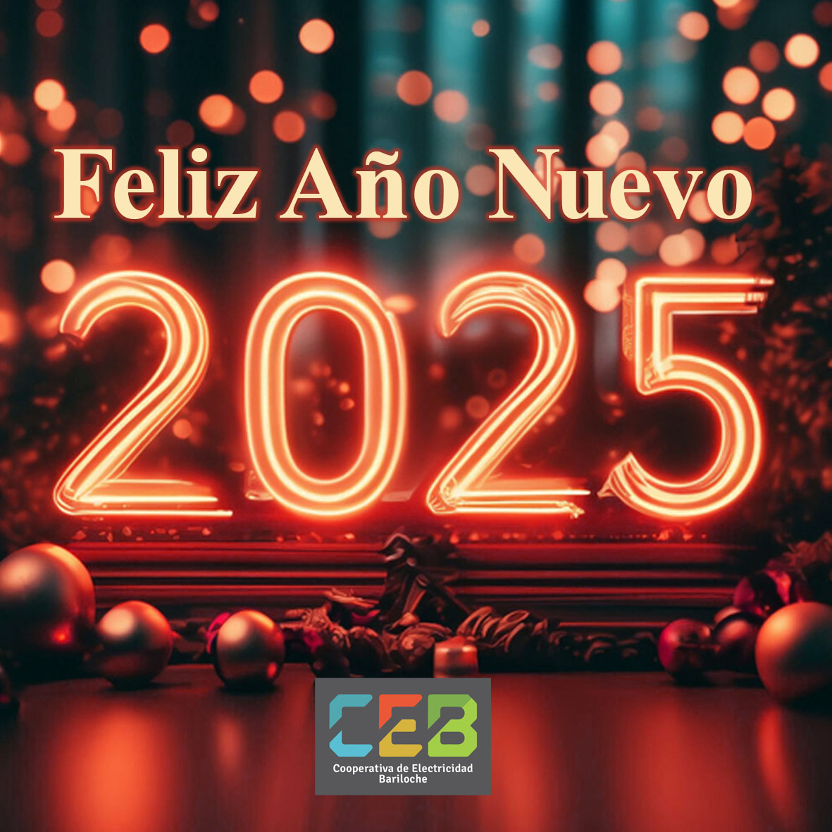 🌟 ¡Feliz 2025! ✨🌟

Desde la Cooperativa de Electricidad Bariloche les deseamos un año lleno de energía positiva, luz y prosperidad. Que este nuevo año nos encuentre trabajando juntos para seguir construyendo una comunidad más fuerte y conectada.
¡Brindemos por un gran año! 🥂