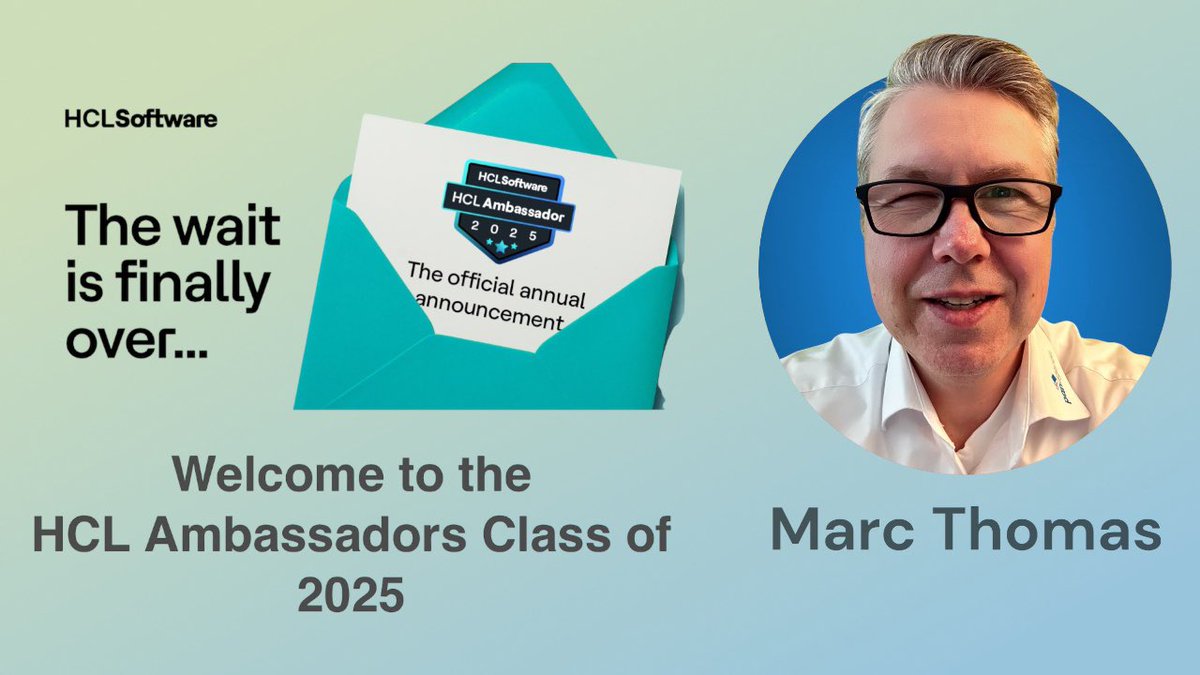 IAM_MThomas's tweet image. Thank you for awarding me the title of HCL Amabassador for the year 2025. I am honoured and congratulate all the other Ambassadors. Have a good start into the new year. @HCLAmbassadors @HCLSoftwareDACH @HCLSoftware #hclambassadors