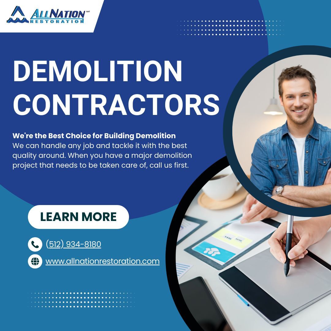 AllNationResto1's tweet image. At All Nation Restoration, we tackle demolition projects of all sizes with the highest quality and care. For reliable, expert service, call us first!

📞 (737) 358-0984 

#BuildingDemolition #AllNationRestoration #DemolitionExperts #QualityWork #RestorationServices