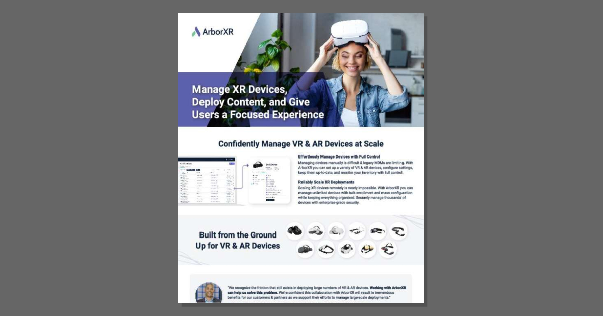 Focused XR experiences start here. Learn how @arborxr helps you manage devices, deploy content, and create distraction-free environments with this solution brief stuf.in/bfkazo