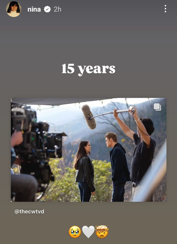 dobsleythinker's tweet photo. nina dobrev reshared a stelena bts picture on her story to celebrate 15 years of tvd https://t.co/XpaZCrvqk9
