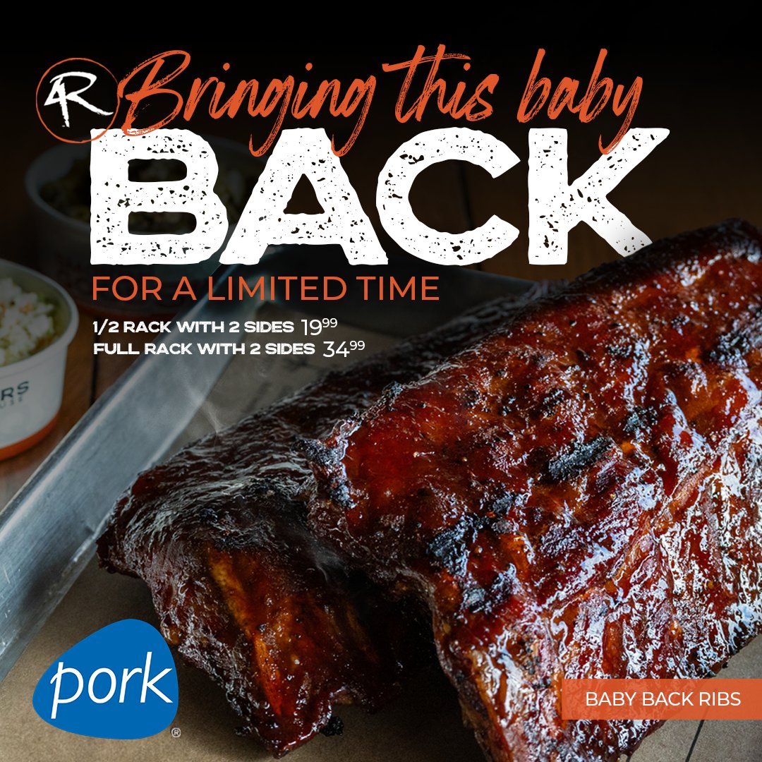 🔥 Baby Back Ribs are BACK and better than ever! Tender, smoky, and full of 4R flavor — come get yours today before they’re gone again! 🍖#peacelove4R