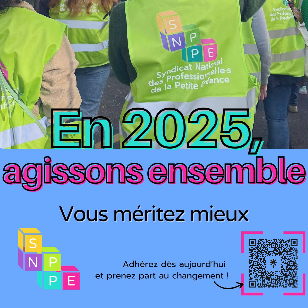 ✨ Bonne année 2025 ! ✨
Ensemble, défendons vos droits, la justice sociale et nos métiers.
➡️ Adhérez : "Agissons, vous méritez mieux !"
Pour 2025, faisons le vœu de ne plus rien céder : Pour nous. Pour les enfants. Pour l’avenir. 💪
#BonneAnnée2025 #PetiteEnfance #SNPPE