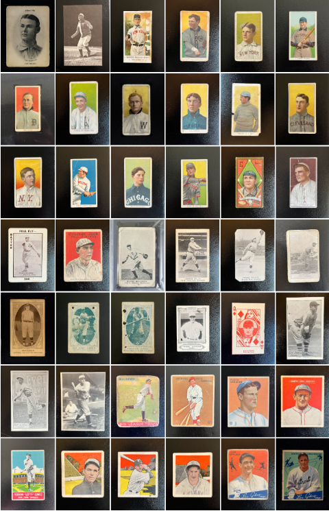 GrandCards's tweet photo. Family photo of my Hall of Fame rookie cards at the end of 2024. I'm up to 144 (51% of HOF Players) including a few major additions this year.

Chugging along! By year
2021: 105
2022: 123
2023: 130
2024: 144 https://t.co/StxZuQzwGu