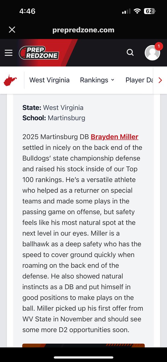 Thank You for the article <a href="/PrepRedzoneWV/">Prep Redzone West Virginia</a>   
<a href="/M31Derek/">Derek Miller</a> <a href="/SportsTalk_304/">WV Sports Talk</a> <a href="/BlueChipsFB/">BlueChips Football</a> <a href="/nxt1sports/">NXT 1</a> <a href="/ncsa/">NCSA College Recruiting</a> @CoachSutherIMG <a href="/RecruitMHSFB/">Martinsburg High School Football Recruiting Page</a> <a href="/TopPreps/">SPORTS NEWS, VIDEOS, GRAPHICS, EXPOSURE & MORE</a> <a href="/MburgFootball/">Martinsburg Bulldog Football</a> 
#AGTG #NoFlyZone