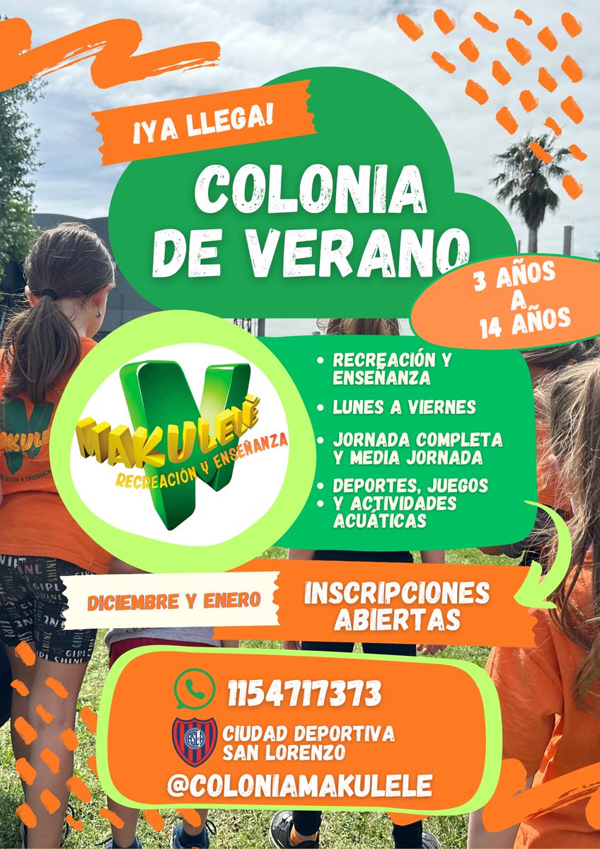 MatiasSelmo's tweet photo. ✅TODA LA INFORMACIÓN✅
‼️COLONIA DE VERANO‼️
Predio “San Lorenzo”  
📍Av. Varela 2680
#navidadentiktok #navidad #coloniadevacaciones #vacaciones #vacation #verano #verano2023 #verano2024 #campamento #campamento #excursion #fiestas #diversion #amigos #natacion https://t.co/toXdzCzHuX