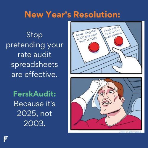 FerskTech's tweet photo. It’s time to say goodbye to outdated spreadsheets and hello to streamlined rate audits in 2025! 🎉 Don’t let manual processes hold you back. Let FerskAudit help you work smarter, not harder. 

👉  Schedule Your Demo Today!  https://t.co/u1OVEoDZ0l https://t.co/VPFf2f1qPy