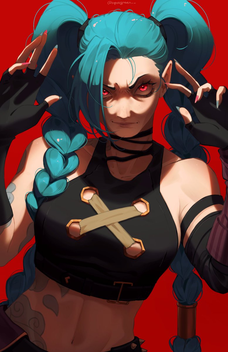 Jinxed Miku 
kinda rushed the braids, i couldn't take it anymore

#HatsuneMiku #Jinx #Arcane