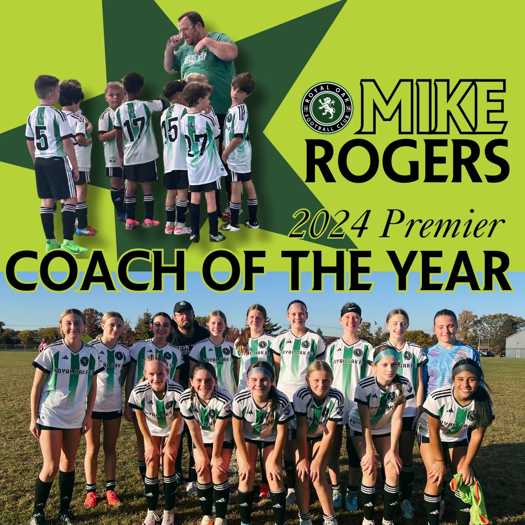 RoyalOak_FC's tweet photo. Congratulations to Mike Rogers for being named as the Premier Coach of the Year! π His leadership and commitment to developing young athletes at ROFC have set a high standard for all. Join us in celebrating Mikeβs incredible achievements!
#weareROFC https://t.co/KKwC5wz7RS